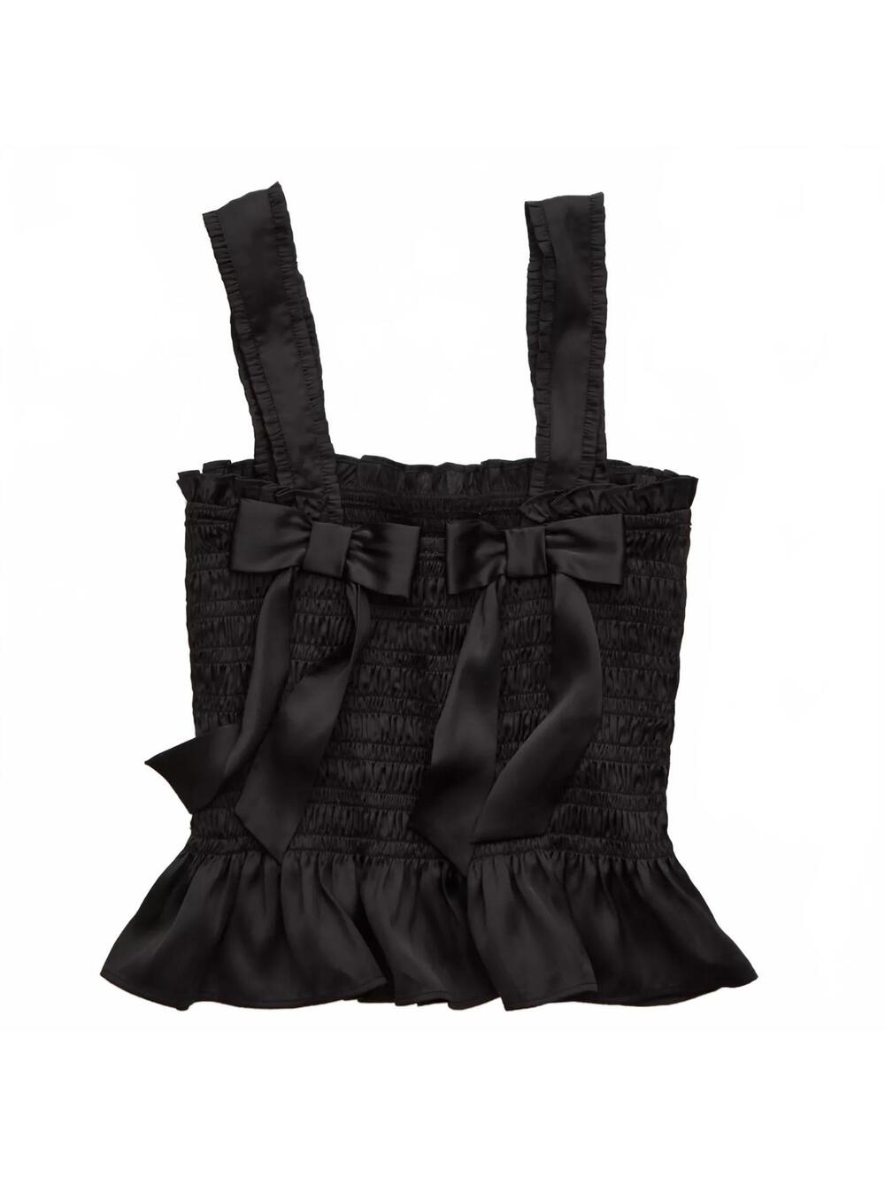 AE Smocked Tank Top American Eagle NWT Black Medium - Picture 6 of 6